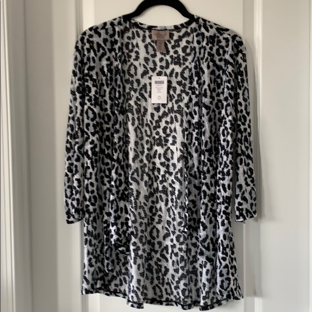 NWT CHICO’S Leopard Print Lightweight Open Cardigan